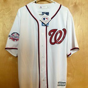 WASHINGTON NATIONALS MLB MAJESTIC COOL BASE WHITE JERSEY  2018 ALL STAR GM PATCH